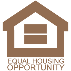 A brown house with the words " equal housing opportunity ".